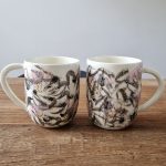 Mugs "Flowers" Noir et rose